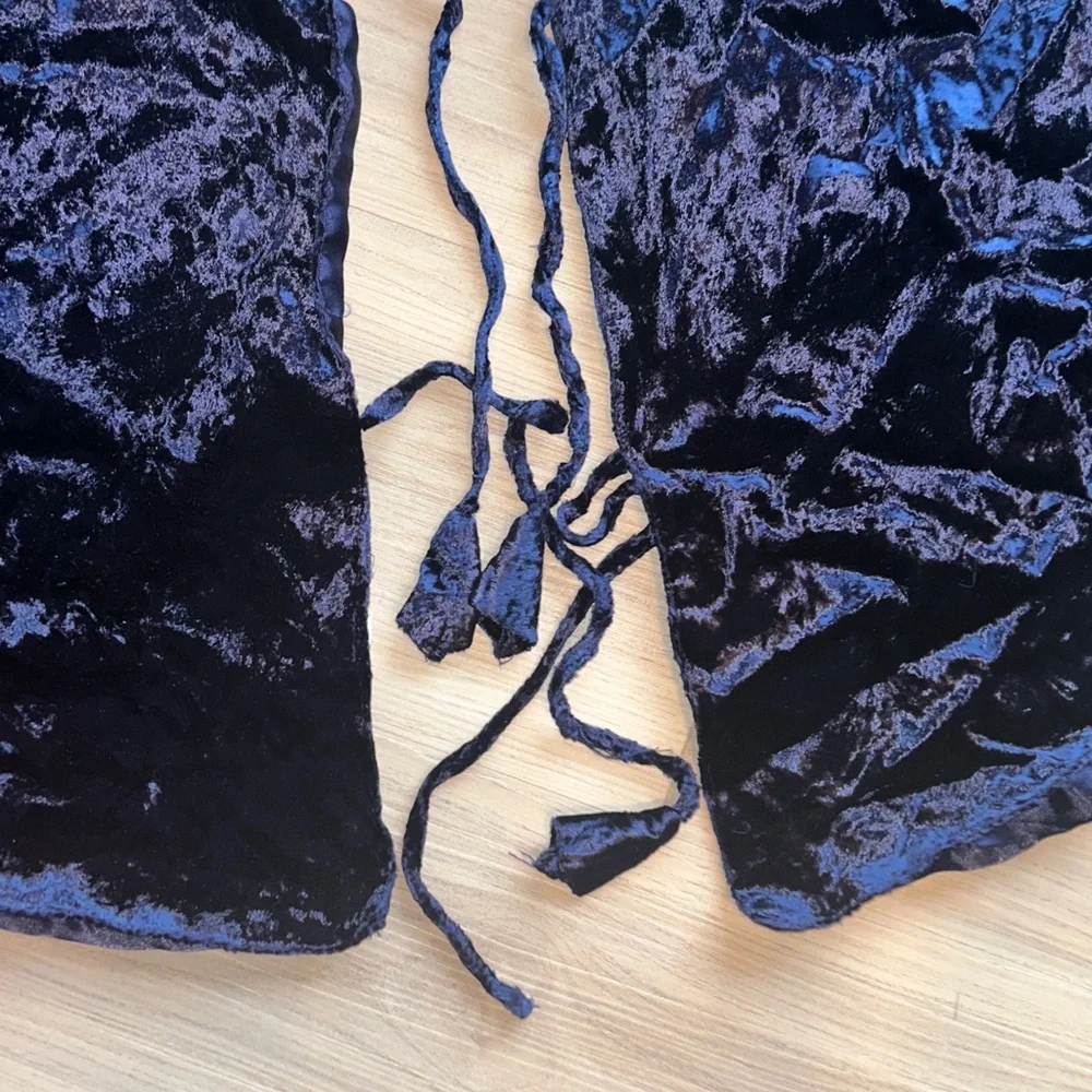 Christmas Tree Skirt Crushed Velvet/Satin Blue Holiday Decor Glam